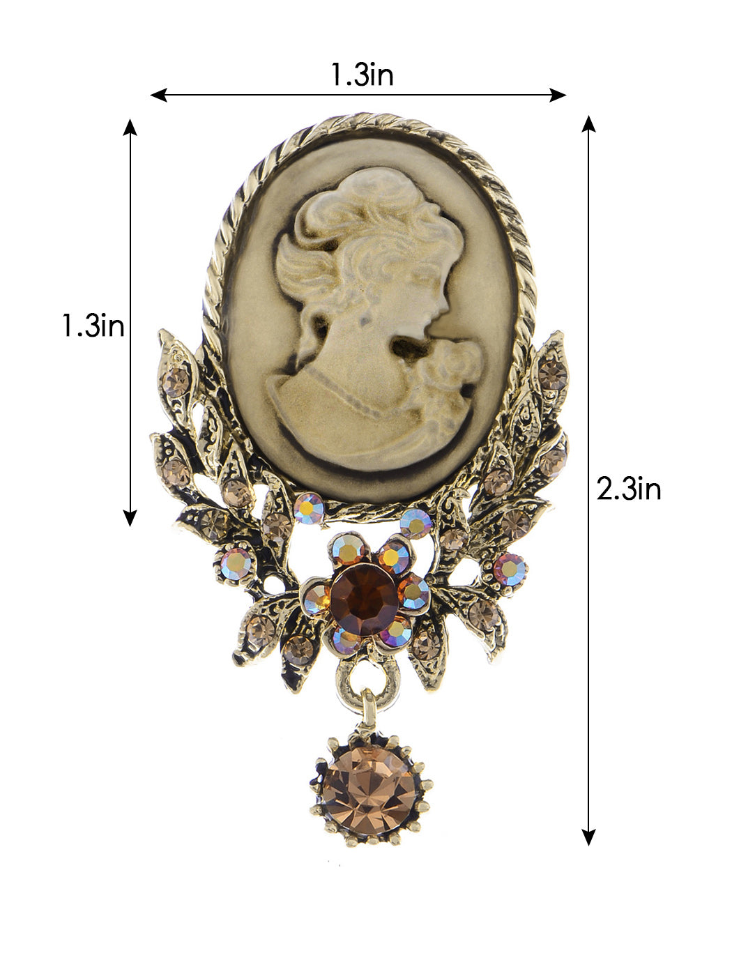 Antique Victorian With Floral Glass Shawl Clip Brooch [A336