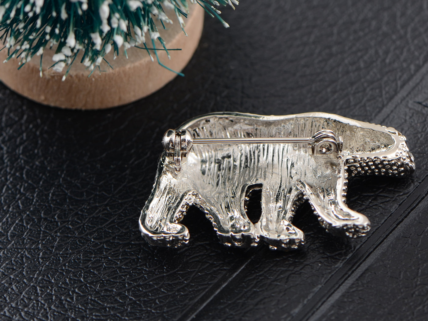 Polar Bear Brooch Clear Crystals Pin Brooch