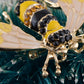 Black And Yellow Bumble Bee Encrusted Enamel Casual Novelty Holiday Pin Brooch