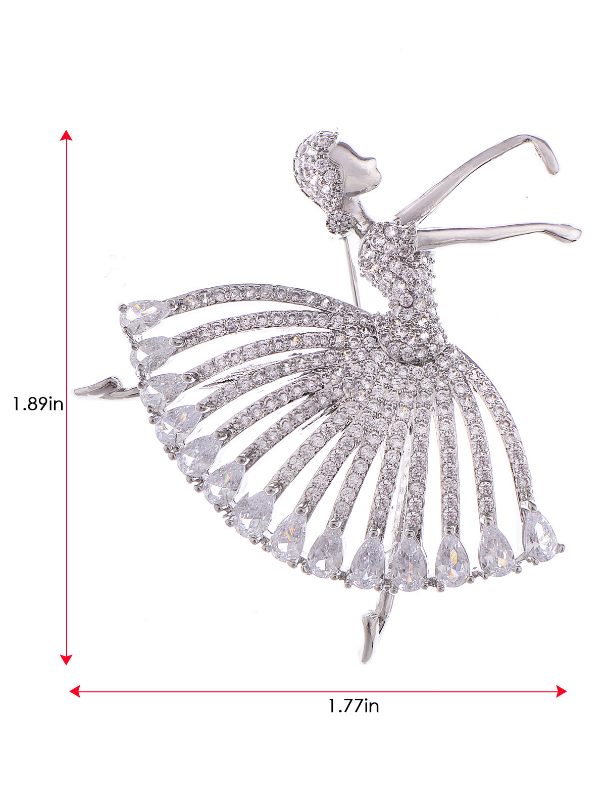 Alilang Zirconia Cubic Shining Crystal Girl Ballet Dancer Ball Gown Dress Brooch Pin for Women Lady Shirt Suit Coat Pin