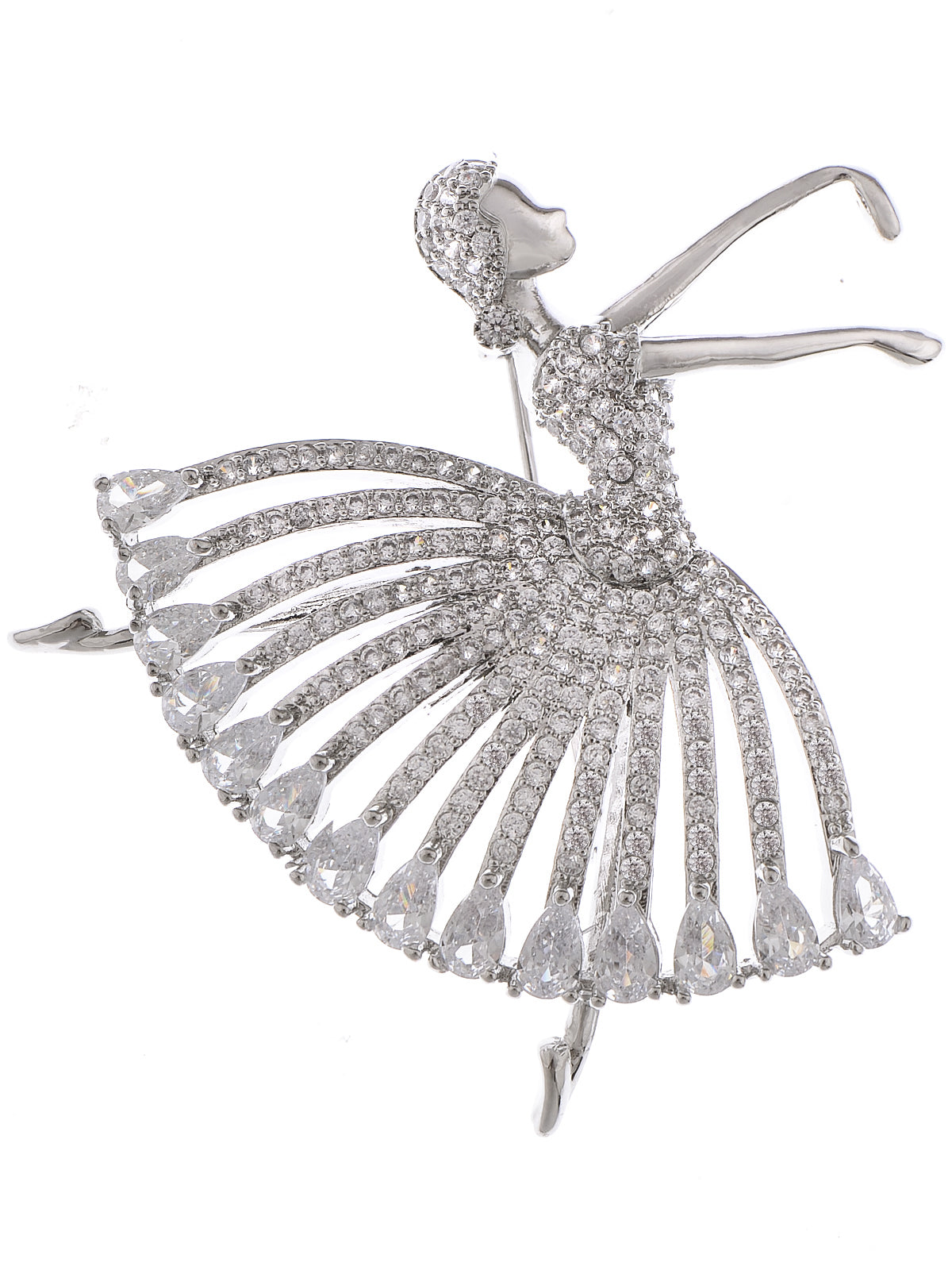Alilang Zirconia Cubic Shining Crystal Girl Ballet Dancer Ball Gown Dress Brooch Pin for Women Lady Shirt Suit Coat Pin
