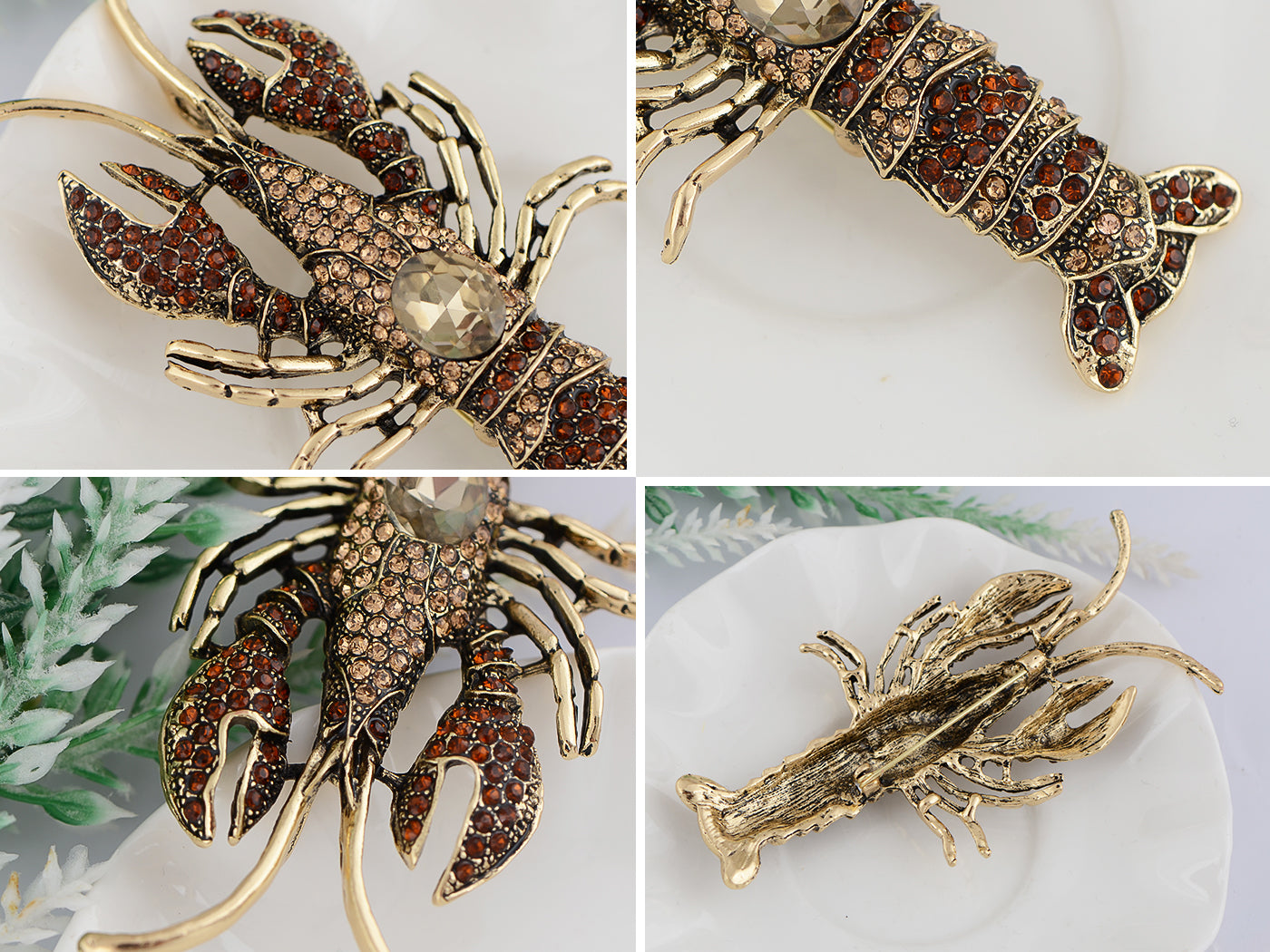 Nautical Ocean Animal Lobster Crawfish With Movable Tail Novelty Sea Fish Novelty Brooch Pin