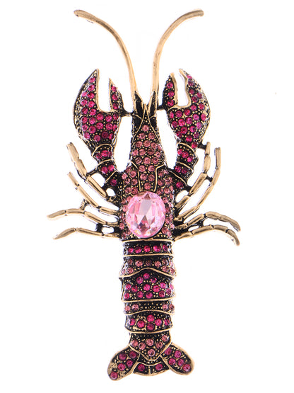 Nautical Ocean Animal Lobster Crawfish With Movable Tail Novelty Sea Fish Novelty Brooch Pin - ALILANG.COM
