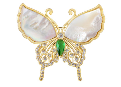 Alilang Sparkling Zircon Seashell Butterfly Brooch Pin With Crystal Rhinestones For Wedding Party