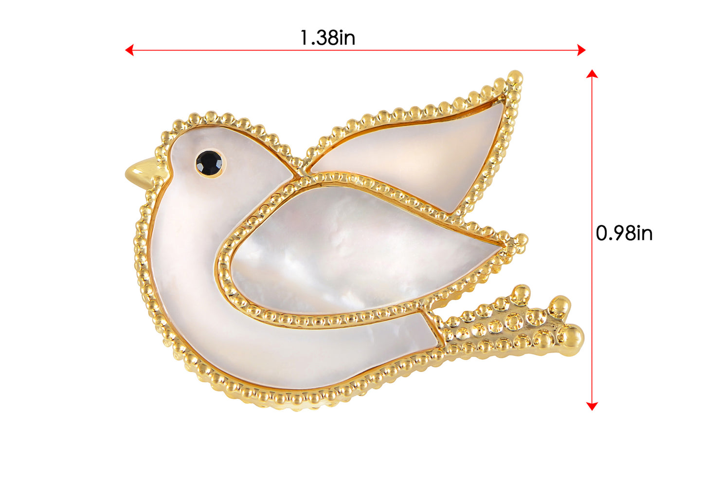 Alilang Seashell Crystal Rhinestones Flying Dove Bird Pin Brooch For Women Girls Cute Animal Jackets Hat Badges Brooches Pins Lovely Jewelry