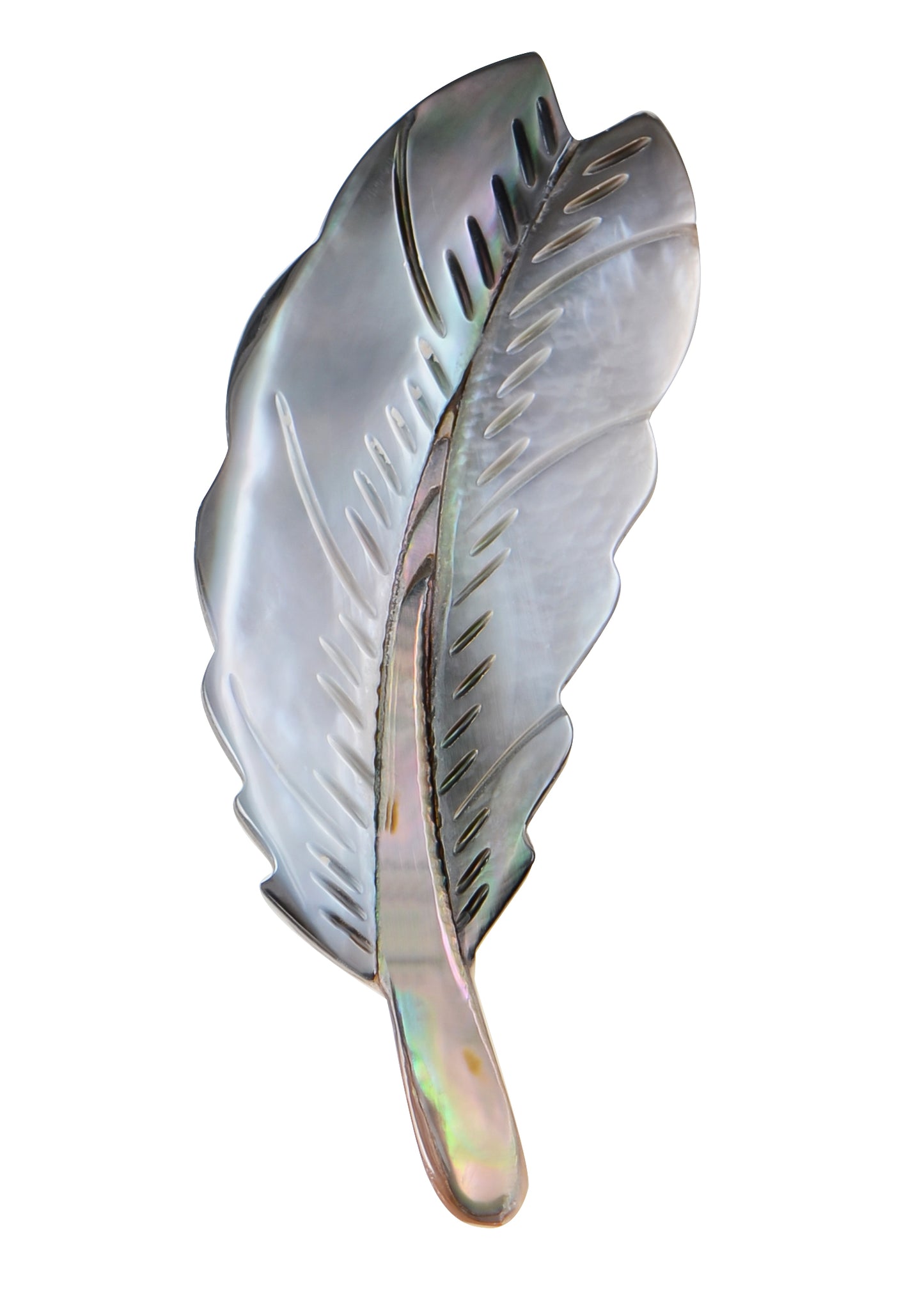 Alilang Natural Abalone Shell Silver Tone Feather Fashion Brooch Pin Accessories