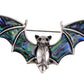 Alilang Antiqued Silver Tone Abalone Shell Vampire Bat Brooch Pin for Halloween Accessories