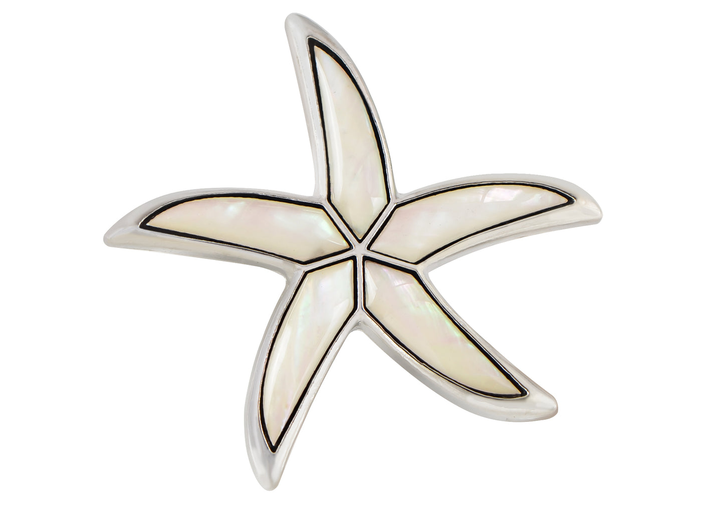 Alilang Silver Tone Abalone Shell Starfish Sea Star Animal Brooch Pin & Pendant