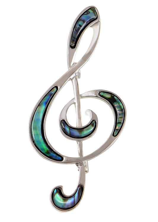 Alilang Silver Tone Abalone Shell Music Note Brooch Pin & Pendant Simple Accessories Gifts for Party Banquet New Year's