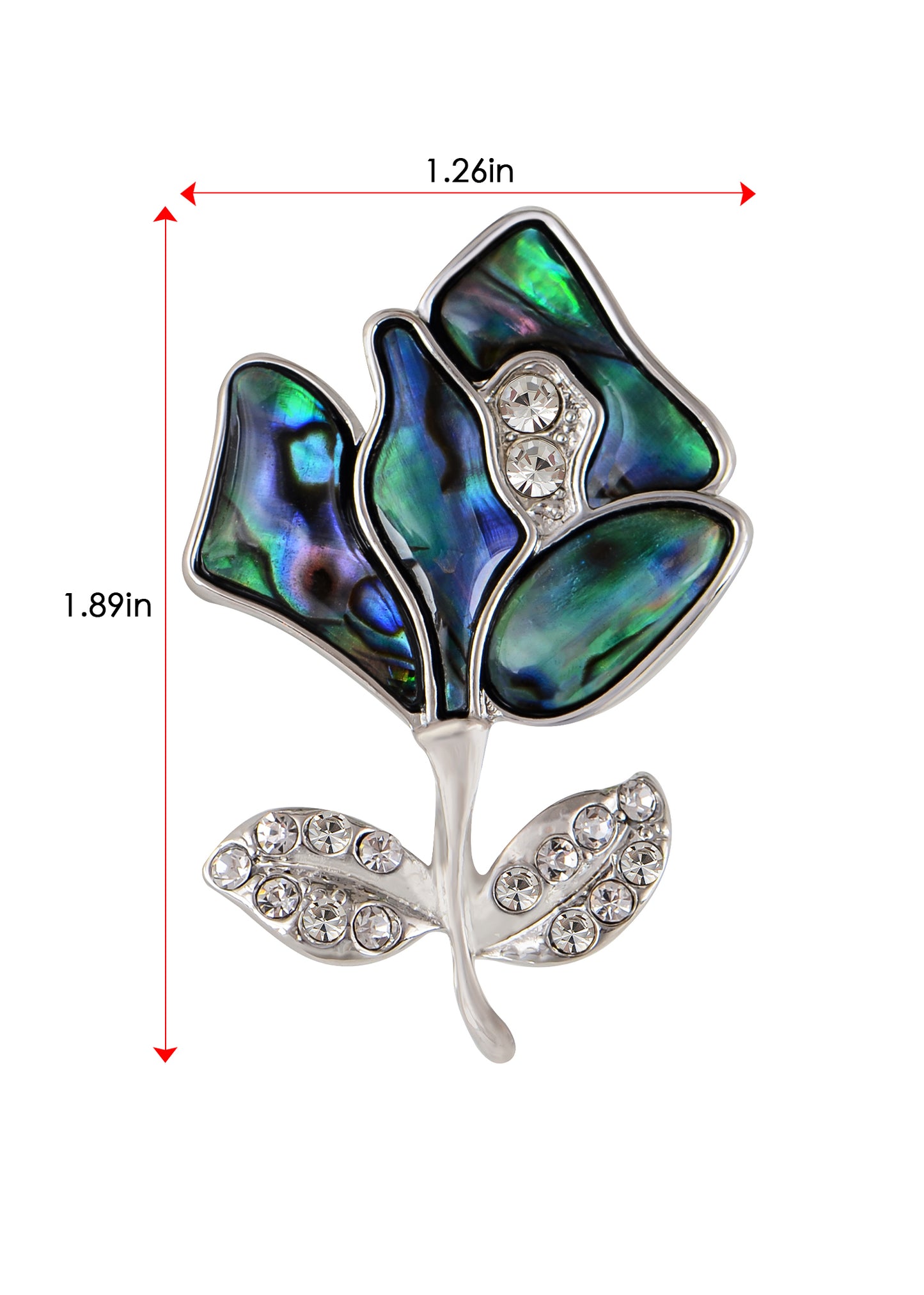 Alilang Sparkly Clear Crystal Rhinestones Abalone Shell Wedding Bridal Flower Leaf Bouquet Brooch for Women