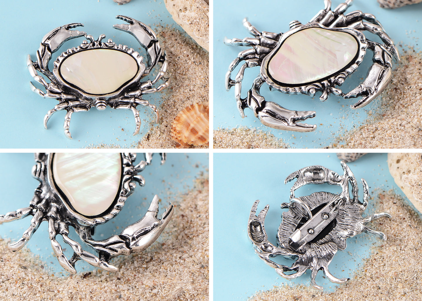 Alilang Abalone Shell Crab Sea Animal Brooch Pin & Pendant, Suit Lapel Pin for Valentine's Day Anniversary Birthday Gifts