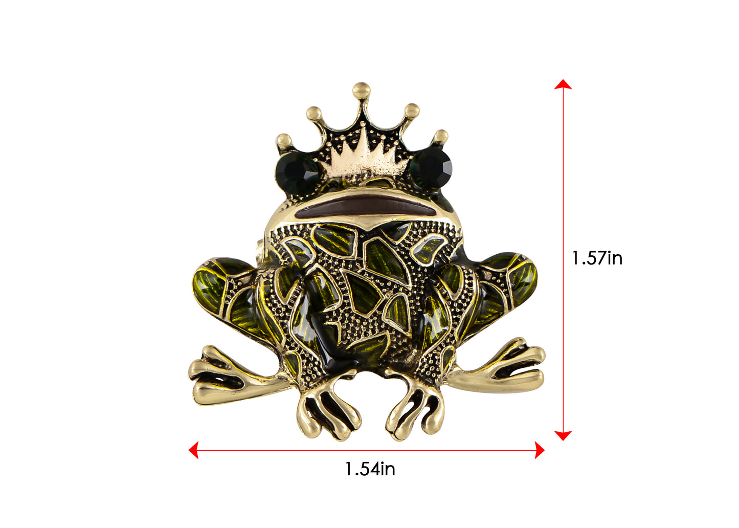 Alilang Golden Tone Emerald Green Colored Rhinestones Frog Toad Violin Leaf Brooch Pin