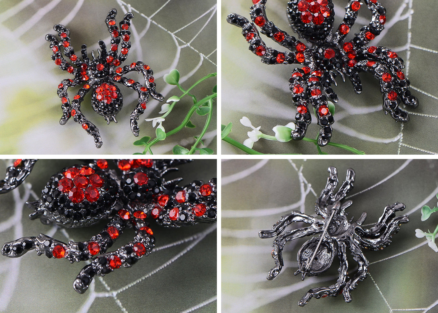 Alilang Black Crystal Rhinestone Spider Brooch Pin Halloween Decoration and Cosplay Accessory Jewelry