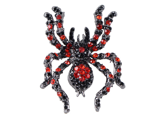 Alilang Black Crystal Rhinestone Spider Brooch Pin Halloween Decoration and Cosplay Accessory Jewelry