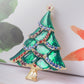 Multicolor Green Holiday Christmas Tree Star Brooch Pin