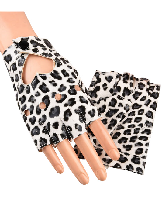 Heart Cutout Punk Half Vegan  Leather Performance Gloves