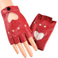 Heart Cutout Punk Half Vegan  Leather Performance Gloves