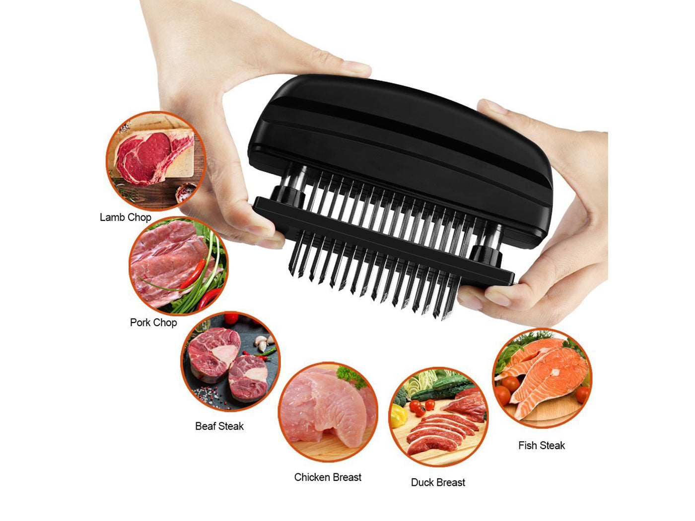 Meat Tenderizer with 48 Stainless Steel Ultra Sharp Needle