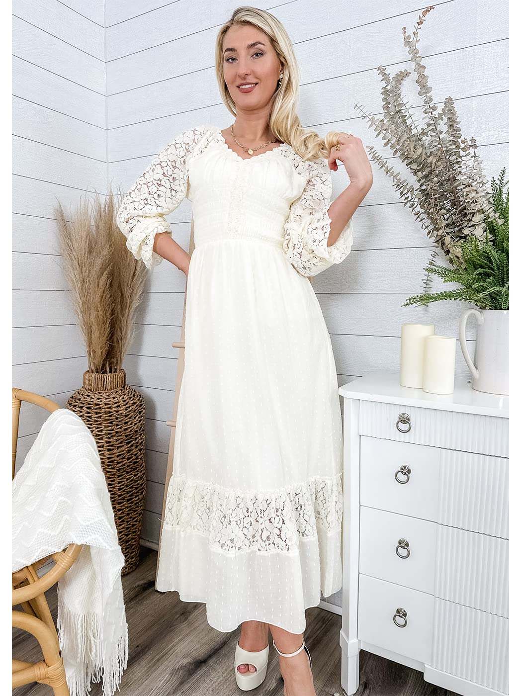 Anna-Kaci Womens Dresses Lace Long Sleeve V Neck Fall Maxi Dress for W ALILANG.COM Anna-Kaci Womens Dresses Lace Long Sleeve V Neck Fall Maxi Dress for W ALILANG.COM