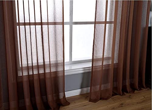 Dodolly Living Room Bedroom Balcony Blackout Curtains Simple Plain 2 pieces, Coffee, W33 x L40 Inch