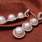 Three Pearl Drop Earrings Accented With And Enamel