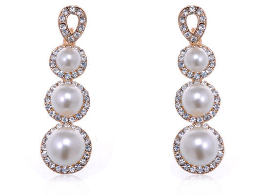 Three Pearl Drop Earrings Accented With And Enamel