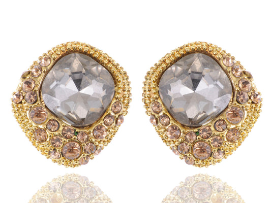 Antique Round Earrings Center And Brown Gems