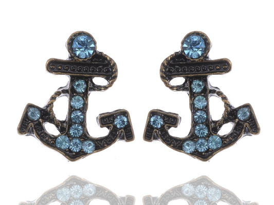 Dark Aquamarine Anchor Rope Earring