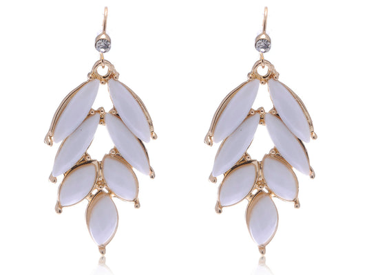 White Oval Ss Dangle Earrings