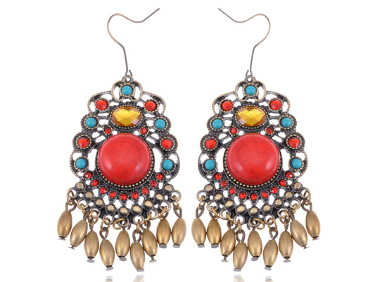 Tribal Multicolour Beaded Dangling Earrings