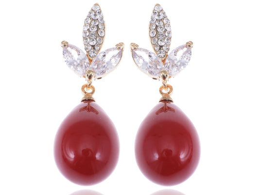 Red Ruby Ball Drop Earrings