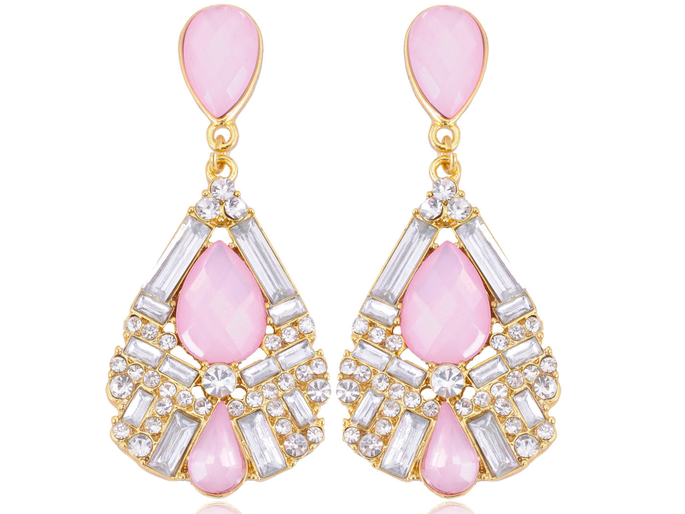 Light Pink Geometric Shape Teardrop Earrings