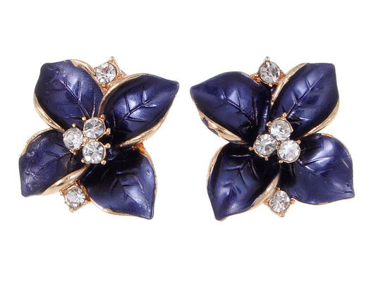 Midnight Purple Flower Center Earring