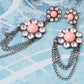 Pink Opal Daisy Dangle Chain Earrings