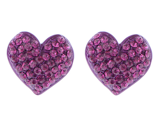 Shimmer Pink Valentines Heart Stud Earrings