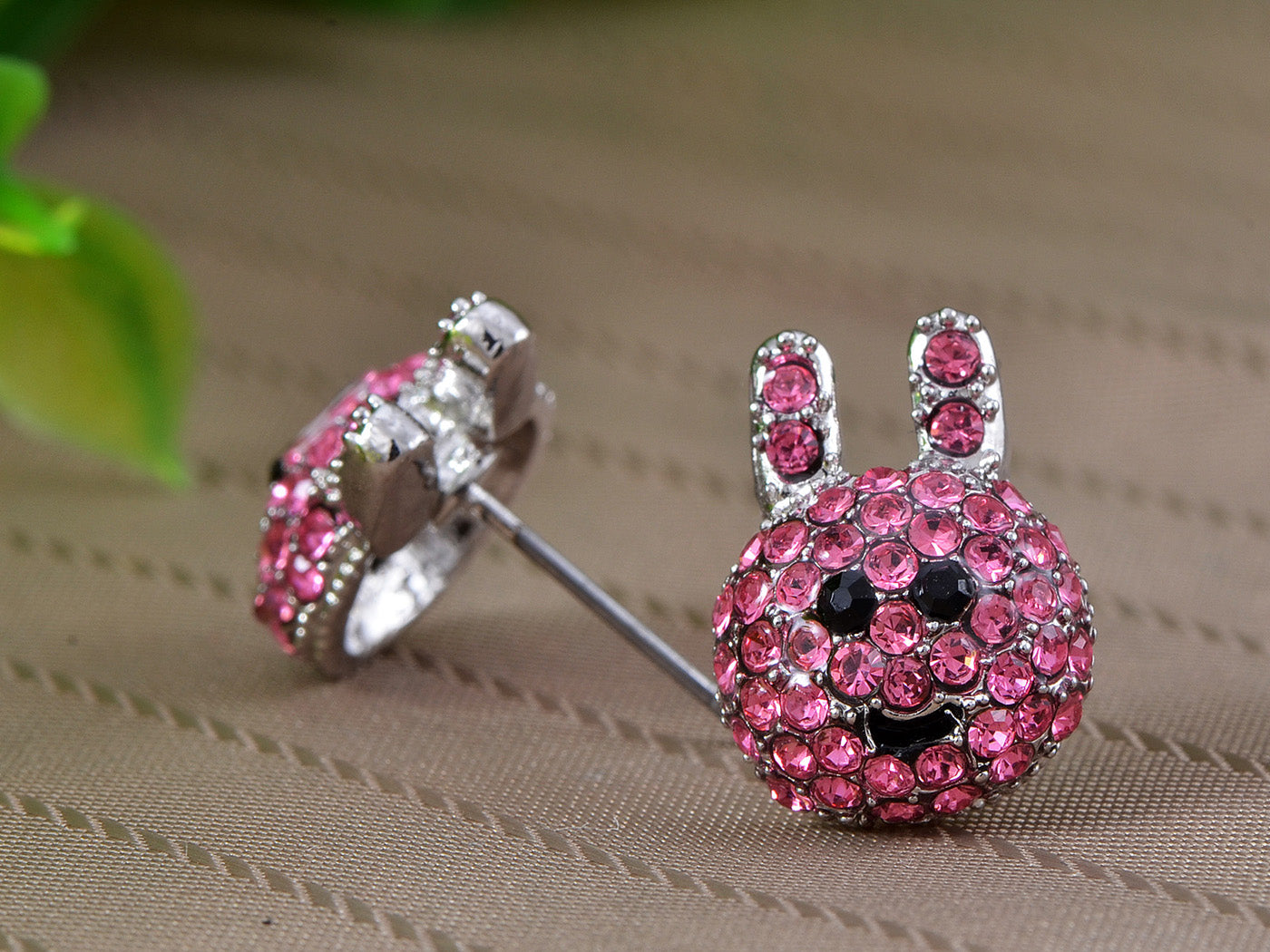 Hot Pink Fuchsia Anime Cartoon Ice Bunny Rabbit Stud Earrings