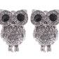 Bird Owl Black Colored Stud Earrings