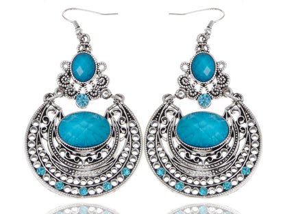 Bohemian Egyptian Pattern Blue Turquoise Earrings