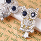 Alilang Silvery Tone Light Ice Rose Perch Bat Owl Branch Crystal Rhinestone Stud Earrings