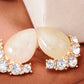 Amber Waterdrop Silver Gold Stud Earrings