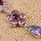 Alilang Silvery Tone Czech Crystal Synthetic Burgundy Rose Purple Flower Tear Drop Dangle Earrings