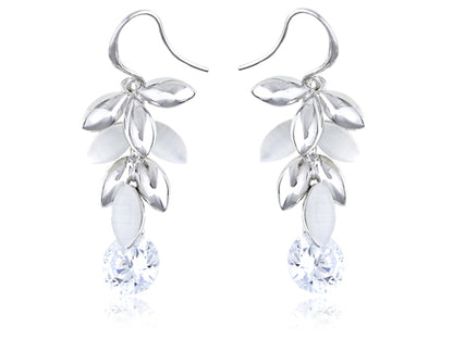 Opal Like Cluster Design Drop Fish Hook Earrings