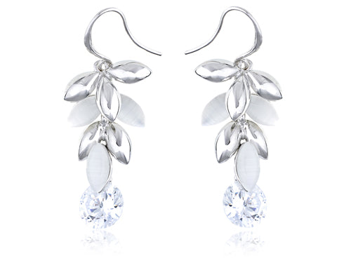 Opal Like Cluster Design Drop Fish Hook Earrings