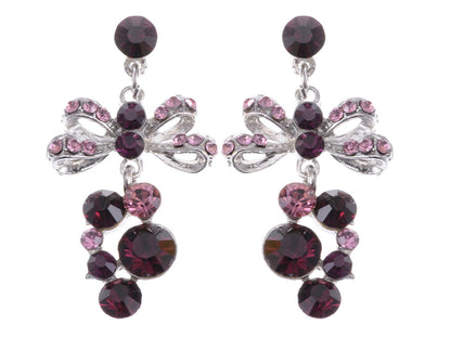 Amethyst Purple Greek Grape Bunch Fruit Cluster Dangle Drop Earrings