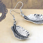 Antique Inspire Etched Leaf Like Feather Quill Drop Earrings