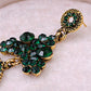 Asia Ethnic Tribal Design Emerald Flower Dangle Drop Earrings