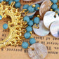 Boho Tribal Gold Turquoise Blue Seashell Chandelier Goddess Earrings
