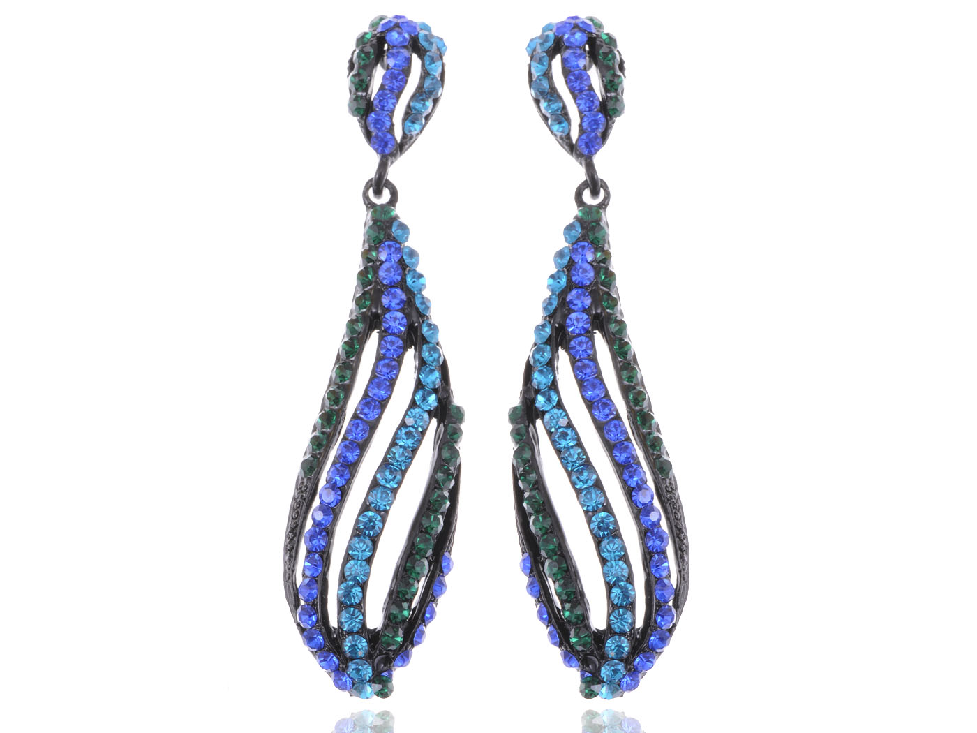 Emerald Capri Blue Swirl Wave Dangle Earrings