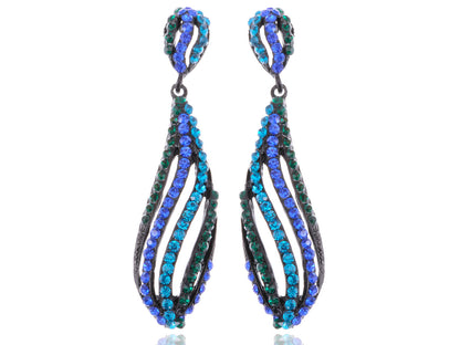 Emerald Capri Blue Swirl Wave Dangle Earrings