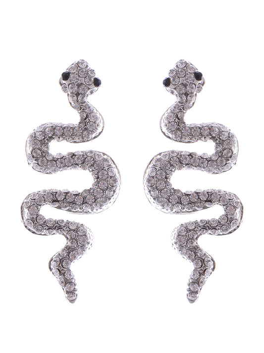 Slithering Serpent Egyptian Cleopatra Ice Bling Stud Earrings